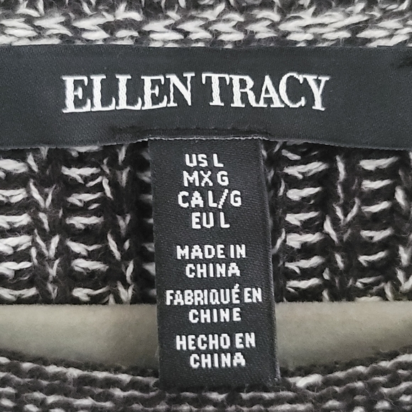 ELLEN TRACY black and white sweater size L - Picture 3 of 4